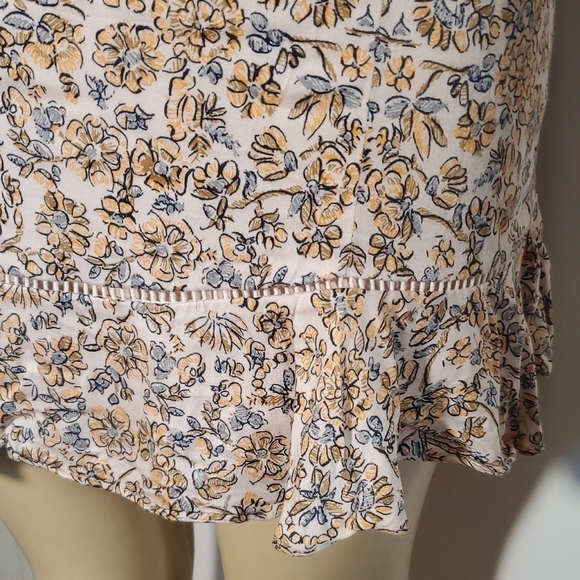 Free People Boheme Floral Print Open Back Long Sleeve Mini Dress 4 - Picture 5 of 14